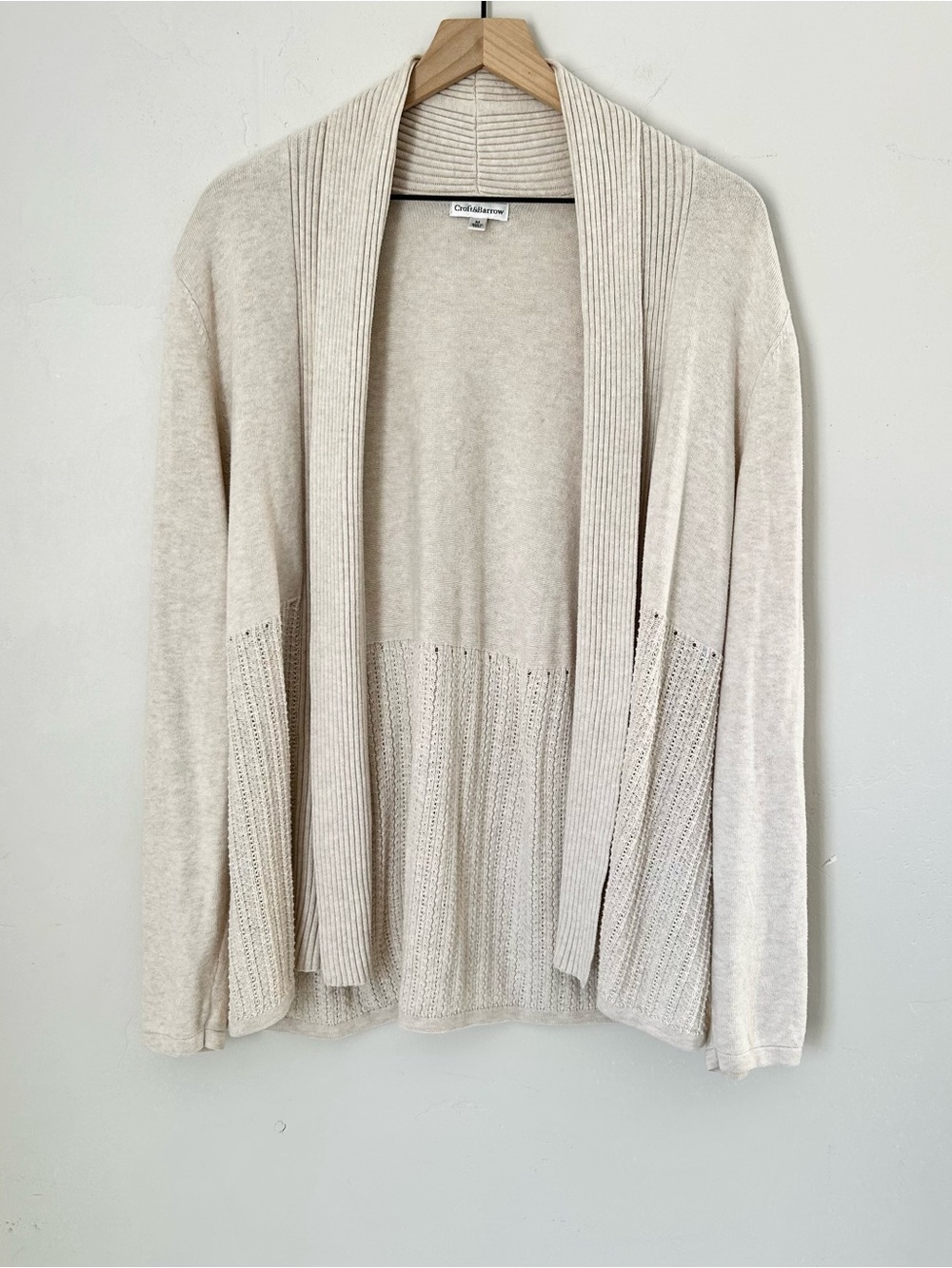 Croft & Barrow Women’s Cream Open-Front Knit Cardigan Sweater